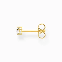 Cheap Einzel Ohrstecker weißer Stein gold Damen Ohrstecker|18K Vergoldung - 925 Silber