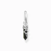 Store Einzel-Creole mit goldblauem Onyx-Anhänger Silber geschwärzt Damen Creolen|Ohrstecker & Creolen