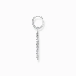 Outlet Einzel-Creole mit Kreuzanhänger und weißen Steinen Silber Damen Creolen|925 Silber