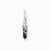 New Einzel-Creole mit Onyx-Anhänger und Kette Silber geschwärzt Damen Creolen|Ohrstecker & Creolen