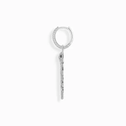 Best Sale Einzel-Creole mit Schlangen-Anhänger und weißen Steinen Silber Damen Creolen|925 Silber