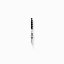 Best Sale Einzel-Creole mit Zahn-Anhänger und Steinen Silber geschwärzt Damen Creolen|Ohrstecker & Creolen