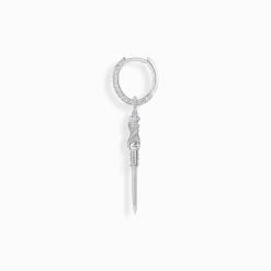 Online Einzel-Creole Schwert mit weißen Steinen Silber Damen Creolen|Ohrstecker & Creolen