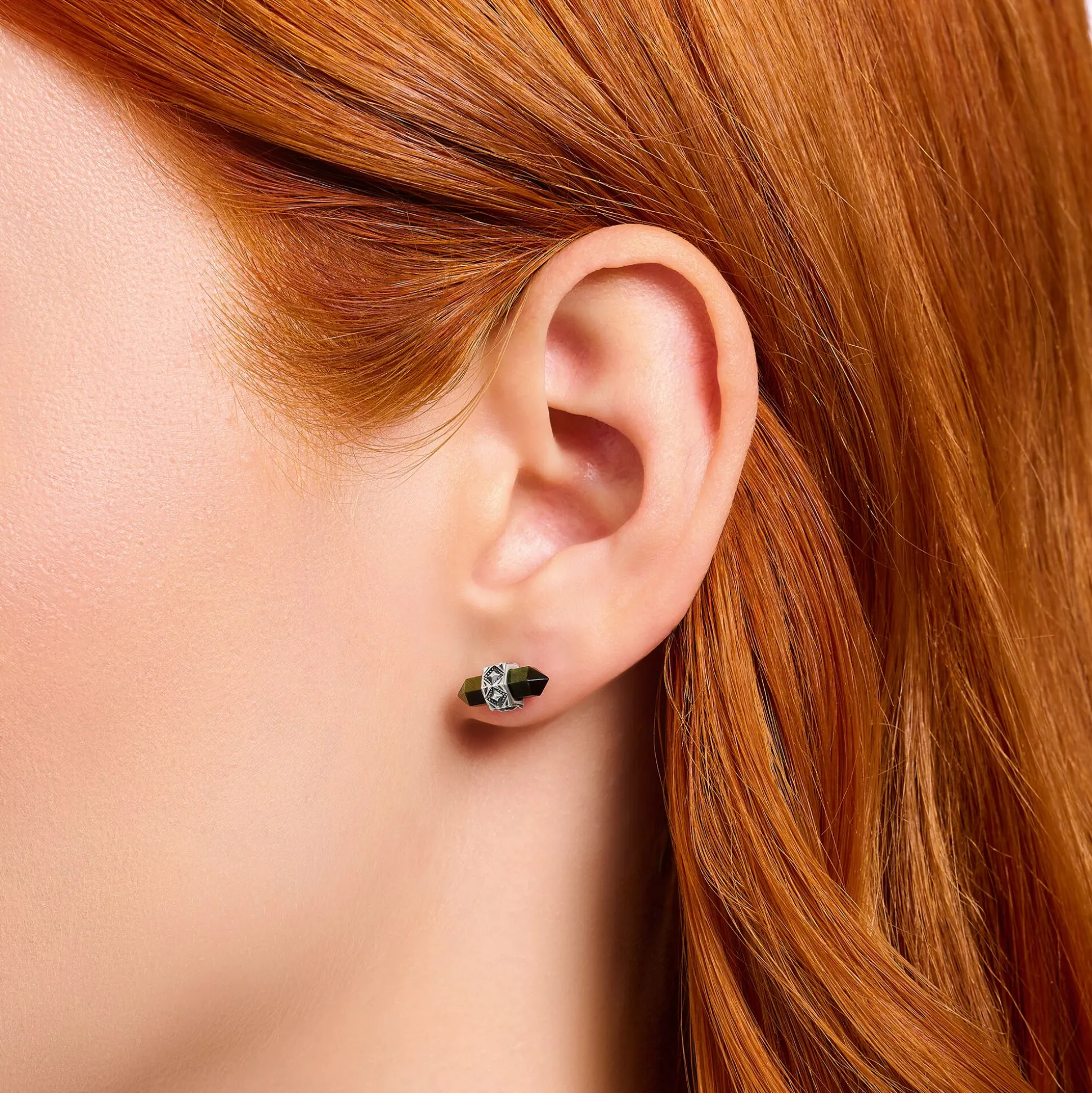 Cheap Einzel-Ohrstecker mit goldblauem Tigerauge Silber geschwärzt Damen Ohrstecker|Ohrstecker & Creolen