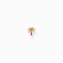 Cheap Einzel-Ohrstecker Palme mit bunten Steinen vergoldet Damen Ohrstecker|18K Vergoldung - 925 Silber