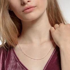 Hot Erbskette roségold Stärke 1,6 mm Damen Halsketten|18K Rosé-Vergoldung - 925 Silber