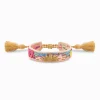 Flash Sale Gewebtes Armband mit Sonne, Palme und Kaktus in Gold, Pink und Grün Accessoires