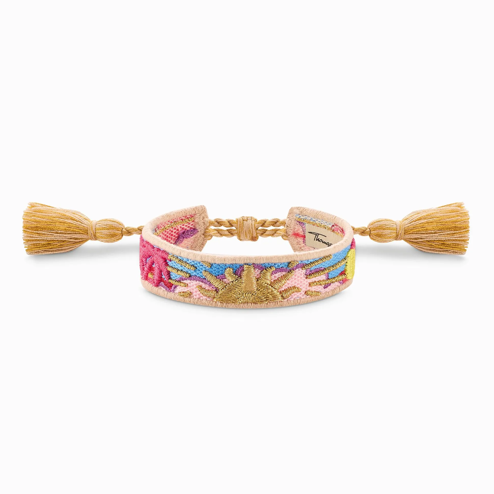 Flash Sale Gewebtes Armband mit Sonne, Palme und Kaktus in Gold, Pink und Grün Accessoires