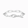 Hot Gliederarmband mit Ringverschluss und weißen Steinen Silber Damen Armbänder|925 Silber