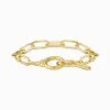 Fashion Gliederarmband mit Ringverschluss und weißen Steinen vergoldet Damen Armbänder|18K Vergoldung - 925 Silber
