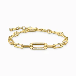 Store Gliederarmband mit steinbesetztem Ankerelement vergoldet Damen Armbänder|18K Vergoldung - 925 Silber
