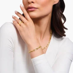 Store Gliederarmband mit steinbesetztem Ankerelement vergoldet Damen Armbänder|18K Vergoldung - 925 Silber