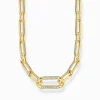 Best Gliederkette mit steinbesetztem Ankerelement vergoldet Damen Halsketten|18K Vergoldung - 925 Silber