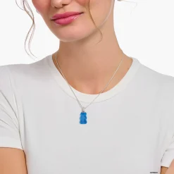 Outlet Großer Anhänger blauer Goldbären mit Steinen Silber Damen Anhänger|Anhänger