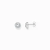 Cheap Halo-Ohrstecker mit weißem Stein im Brillantschliff Silber Damen Ohrstecker|925 Silber