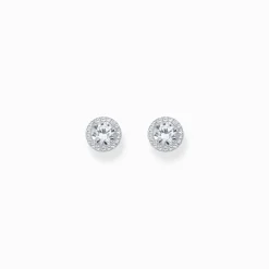 Cheap Halo-Ohrstecker mit weißem Stein im Brillantschliff Silber Damen Ohrstecker|925 Silber