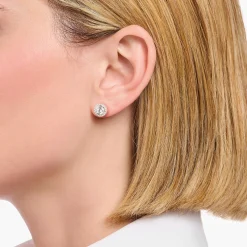 Cheap Halo-Ohrstecker mit weißem Stein im Brillantschliff Silber Damen Ohrstecker|925 Silber