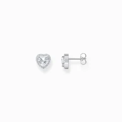 Online Halo-Ohrstecker mit weißem Stein in Herzform Silber Damen Ohrstecker|925 Silber