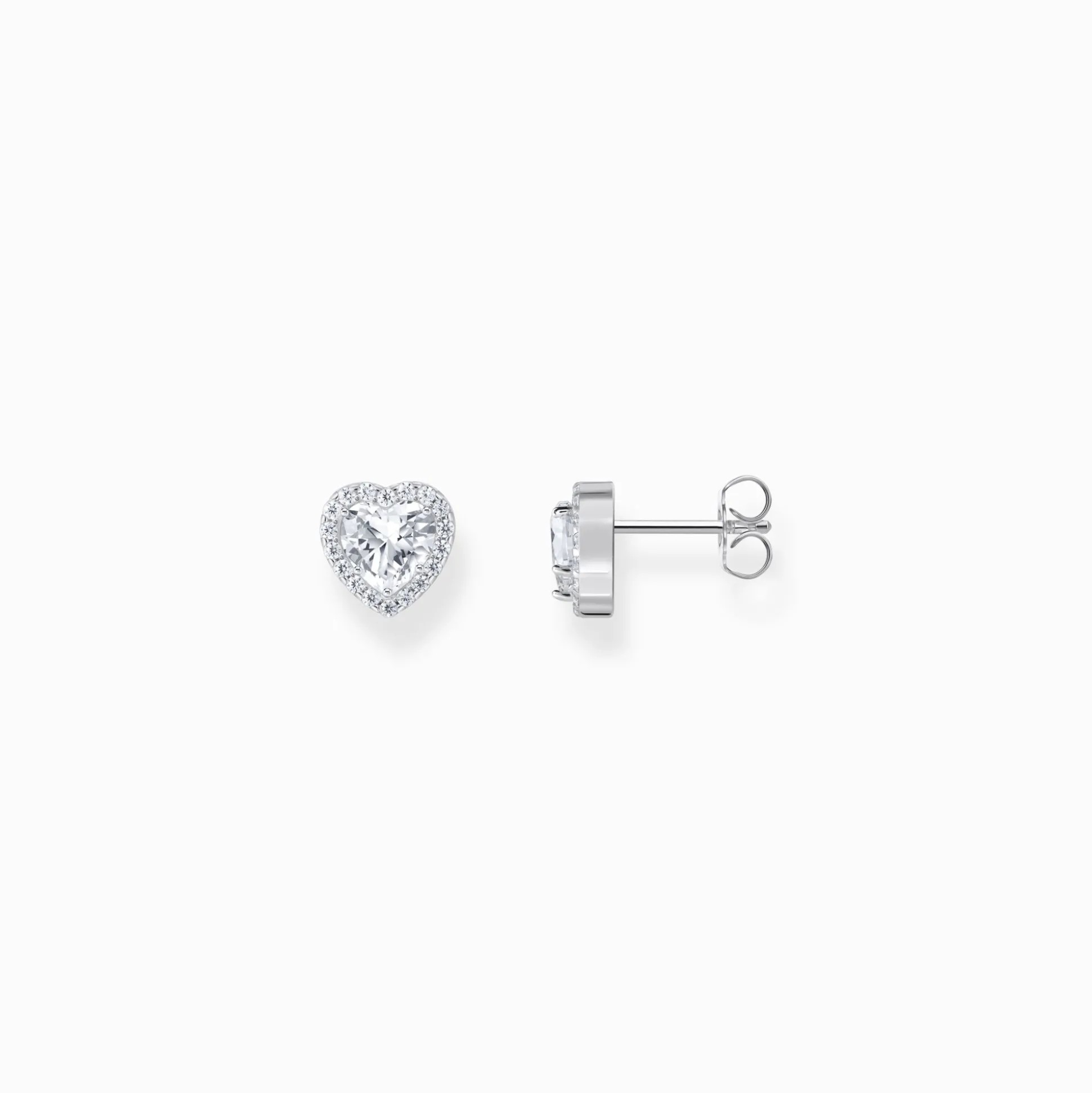 Online Halo-Ohrstecker mit weißem Stein in Herzform Silber Damen Ohrstecker|925 Silber