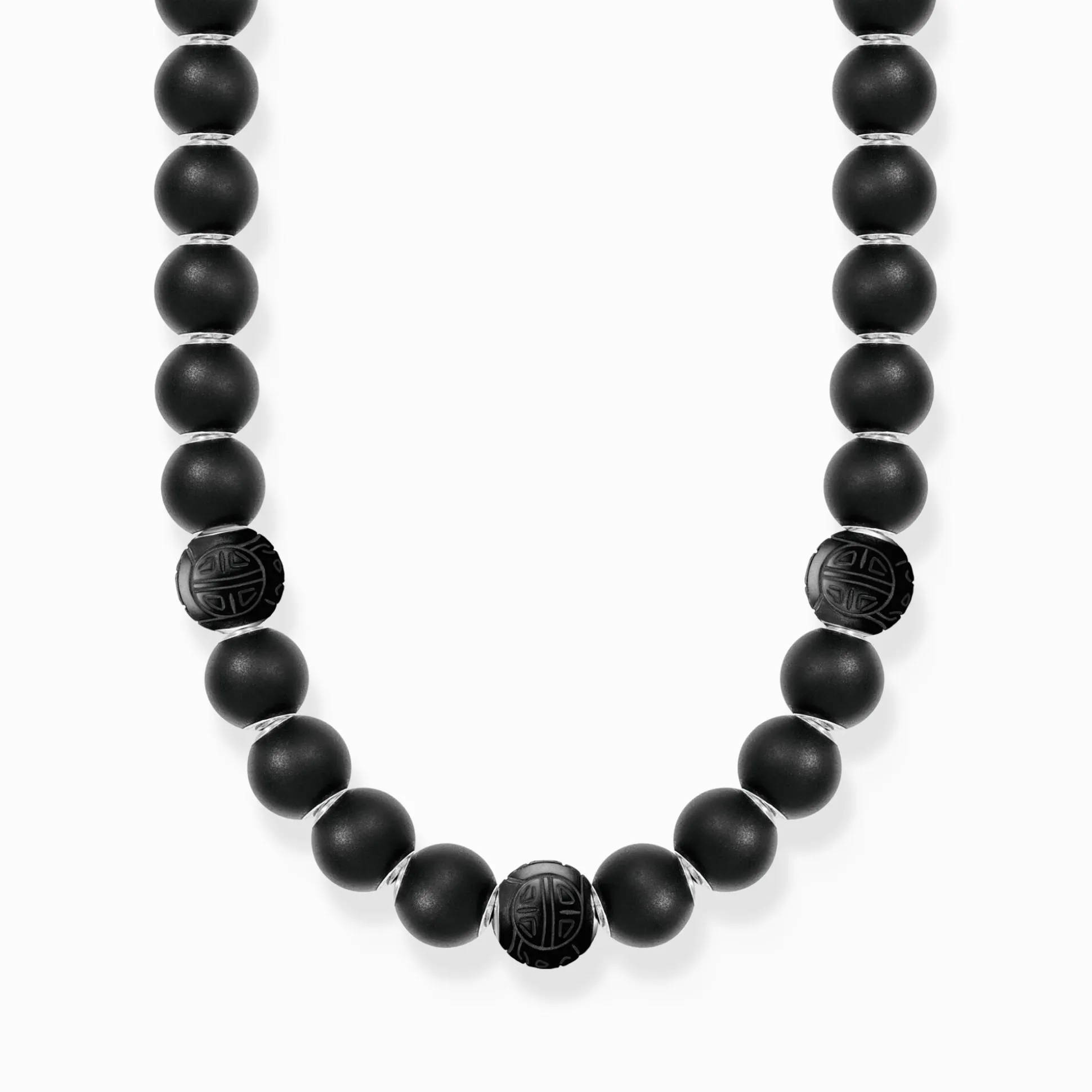 Hot Kette aus matten Obsidian-Beads und gravierten Beads Damen Halsketten|Halsketten
