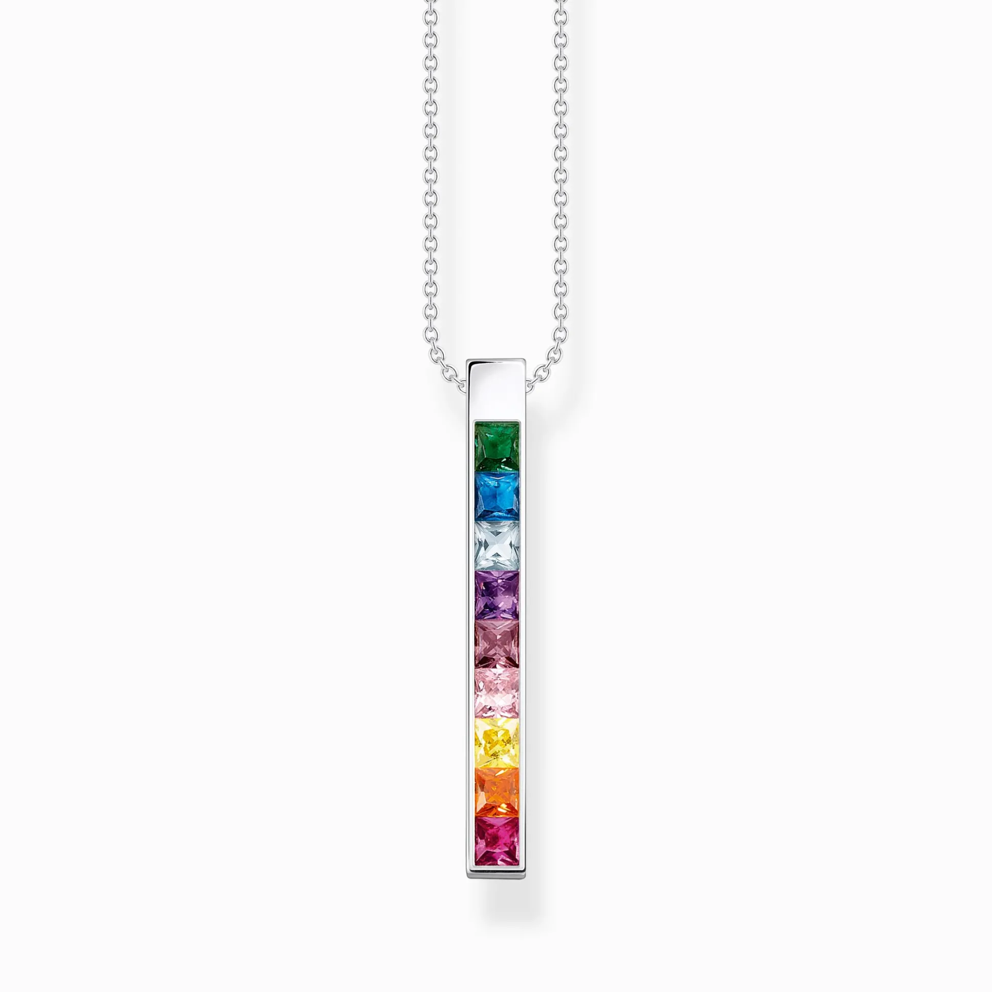 Cheap Kette bunte Steine silber Damen Halsketten
