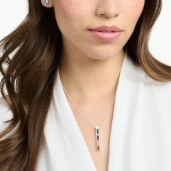 Cheap Kette bunte Steine silber Damen Halsketten
