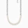 Online Kette Glieder und Perlen silber Damen Halsketten