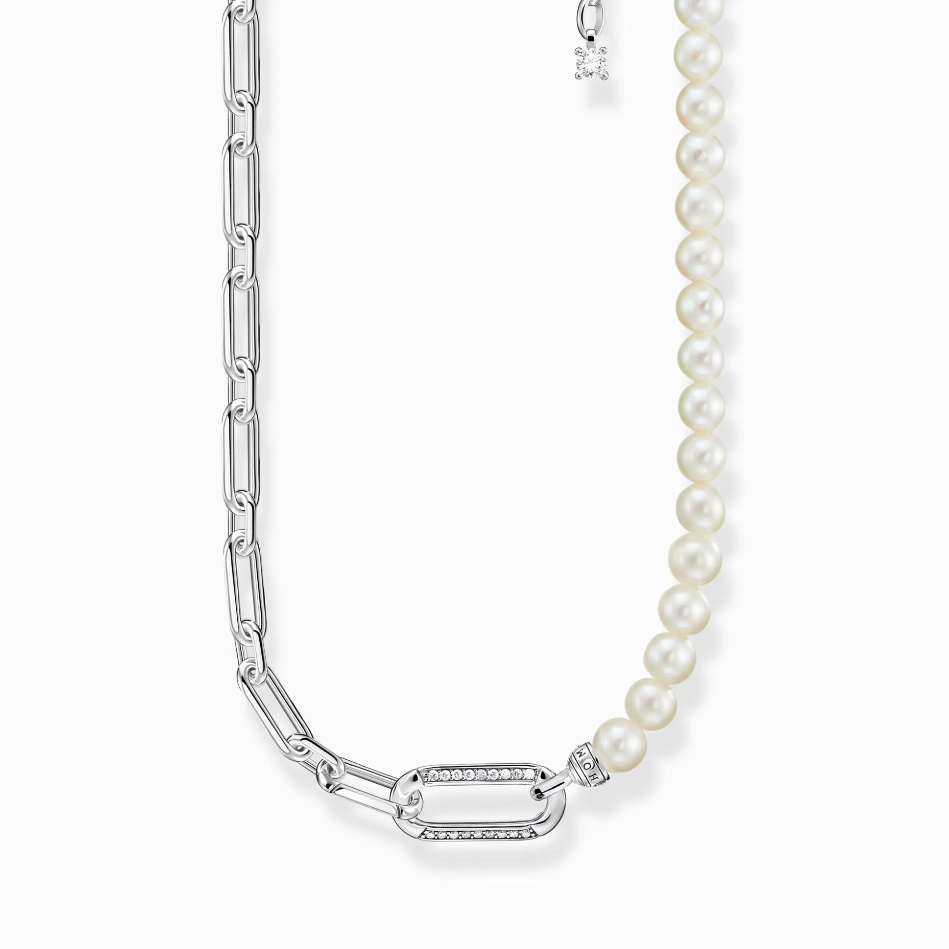Cheap Kette Glieder und Perlen silber Damen Halsketten