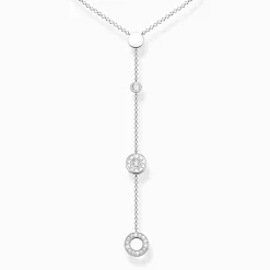 Best Sale Kette Kreise mit weißen Steinen Silber Damen Halsketten
