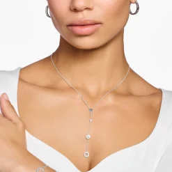 Best Sale Kette Kreise mit weißen Steinen Silber Damen Halsketten