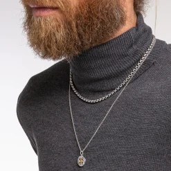 Outlet Kette Kreuz schwarze Steine gold Damen Halsketten|18K Vergoldung - 925 Silber