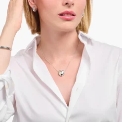 Online Kette mit Anhänger in Herzform Silber Damen Halsketten|925 Silber