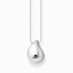 Best Kette mit Anhänger in organischer Tropfenform Silber Damen Halsketten|925 Silber