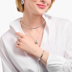Best Kette mit Anhänger in organischer Tropfenform Silber Damen Halsketten|925 Silber