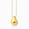Sale Kette mit Anhänger in organischer Tropfenform vergoldet Damen Halsketten|18K Vergoldung - 925 Silber