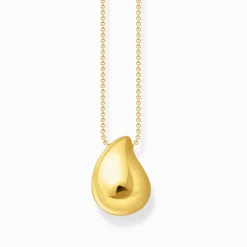 Sale Kette mit Anhänger in organischer Tropfenform vergoldet Damen Halsketten|18K Vergoldung - 925 Silber