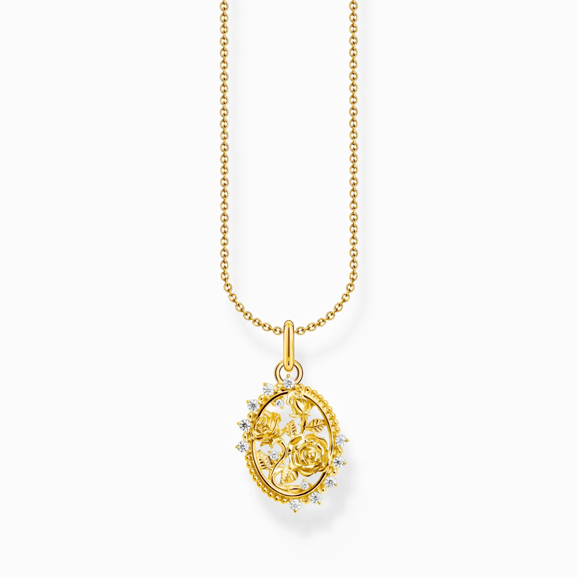 Best Sale Kette mit Anhänger Roses Romance vergoldet Damen Halsketten|18K Vergoldung - 925 Silber