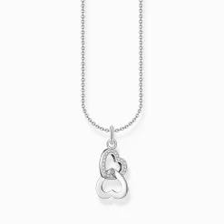 Fashion Kette mit Anhänger verschlungene Herzen Silber Damen Halsketten|925 Silber