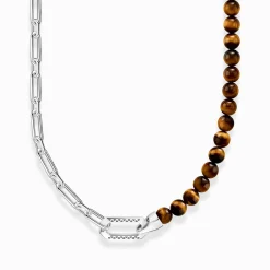 Online Kette mit braunen Beads Silber geschwärzt Damen Halsketten|Halsketten