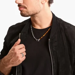Online Kette mit braunen Beads Silber geschwärzt Damen Halsketten|Halsketten