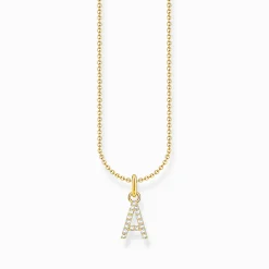 Store Kette mit Buchstaben-Anhänger A vergoldet Damen Halsketten|18K Vergoldung - 925 Silber