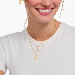 Store Kette mit Buchstaben-Anhänger A vergoldet Damen Halsketten|18K Vergoldung - 925 Silber