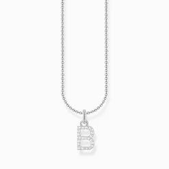 Sale Kette mit Buchstaben-Anhänger B Silber Damen Halsketten|925 Silber