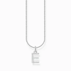 Clearance Kette mit Buchstaben-Anhänger E Silber Damen Halsketten