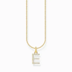Best Sale Kette mit Buchstaben-Anhänger E vergoldet Damen Halsketten|18K Vergoldung - 925 Silber