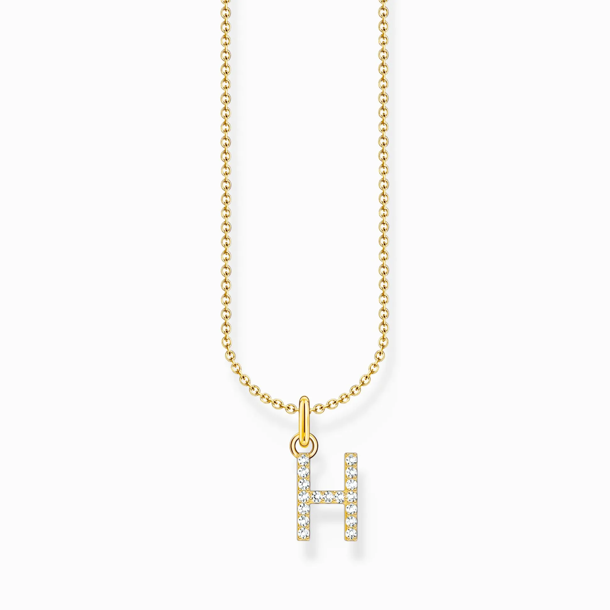 Outlet Kette mit Buchstaben-Anhänger H vergoldet Damen Halsketten|18K Vergoldung - 925 Silber