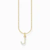 Outlet Kette mit Buchstaben-Anhänger J vergoldet Damen Halsketten|18K Vergoldung - 925 Silber