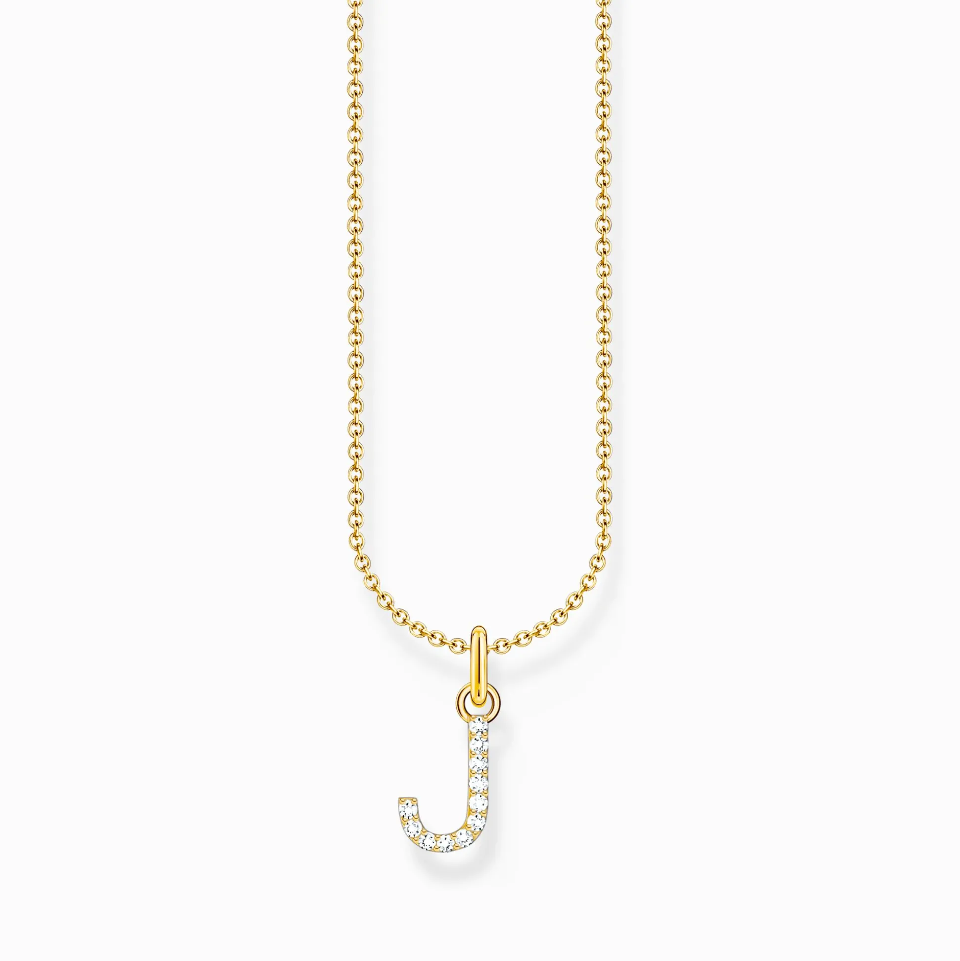 Outlet Kette mit Buchstaben-Anhänger J vergoldet Damen Halsketten|18K Vergoldung - 925 Silber
