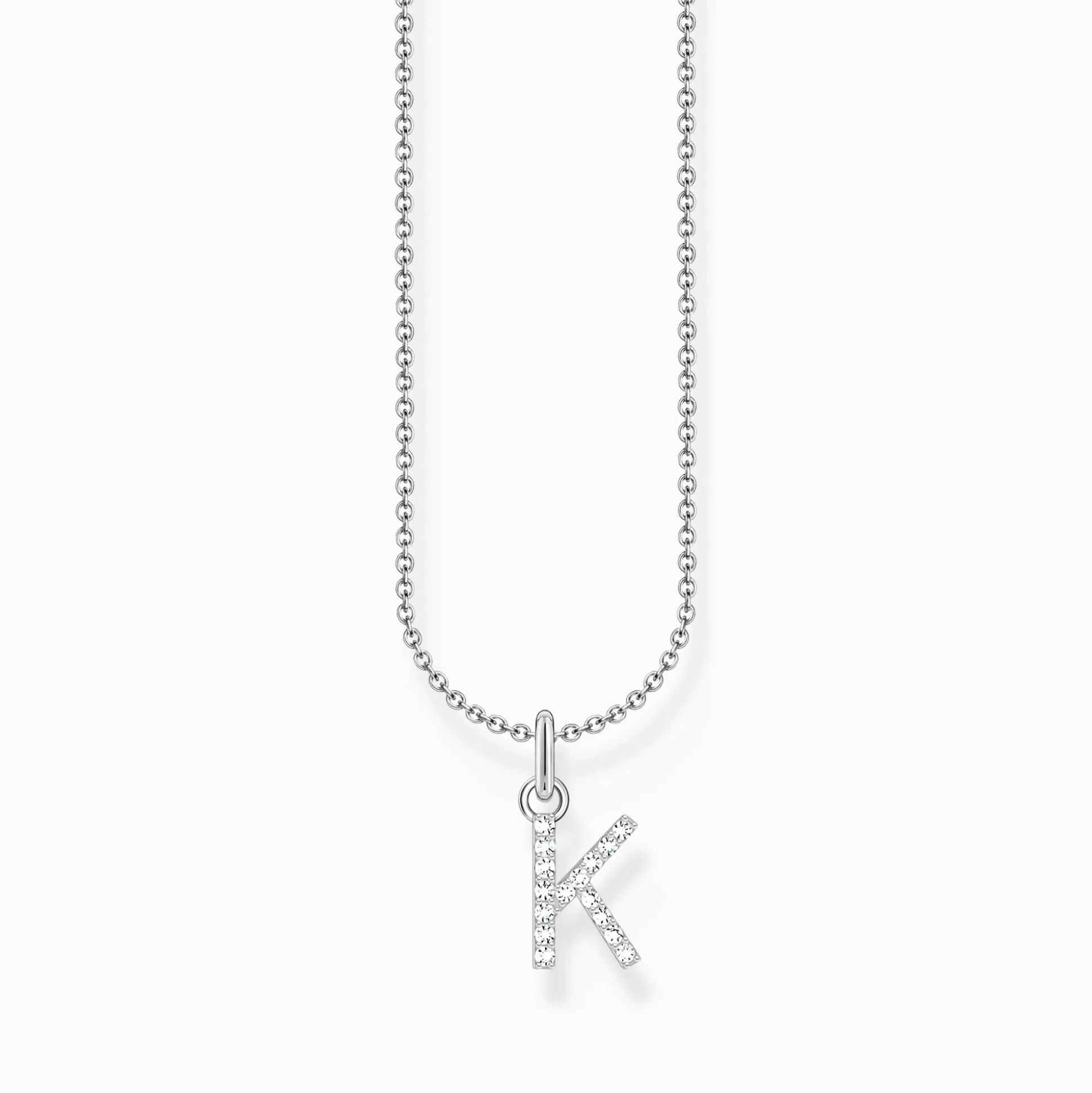 Cheap Kette mit Buchstaben-Anhänger K Silber Damen Halsketten