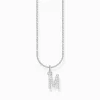 Fashion Kette mit Buchstaben-Anhänger M Silber Damen Halsketten